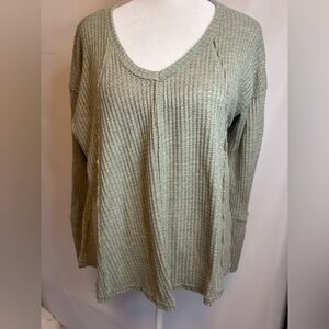 Altar'd State Sage Waffle Knit Lightweight T/Sweater